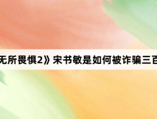 《无所畏惧2》宋书敏是如何被诈骗三百万