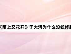 《陌上又花开》于大河为什么没钱修路