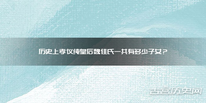 历史上孝仪纯皇后魏佳氏一共有多少子女？
