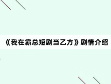 《我在霸总短剧当乙方》剧情介绍
