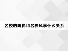 名校的阶梯和名校风暴什么关系