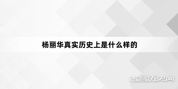 杨丽华真实历史上是什么样的