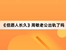 《但愿人长久》周敏老公出轨了吗