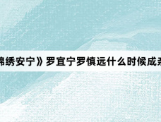 《锦绣安宁》罗宜宁罗慎远什么时候成亲？