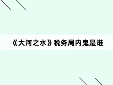 《大河之水》税务局内鬼是谁