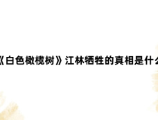 《白色橄榄树》江林牺牲的真相是什么