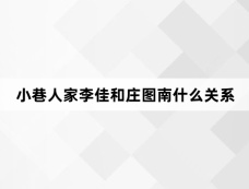 小巷人家李佳和庄图南什么关系