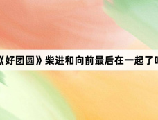 《好团圆》柴进和向前最后在一起了吗