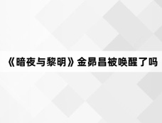 《暗夜与黎明》金昴昌被唤醒了吗