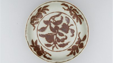 故宫馆藏白地酱彩花果纹盘