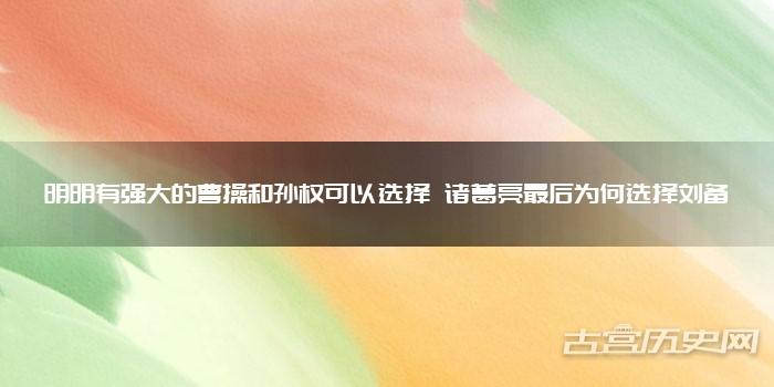 明明有强大的曹操和孙权可以选择 诸葛亮最后为何选择刘备