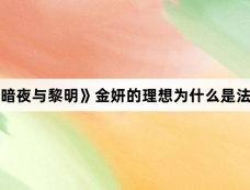 《暗夜与黎明》金妍的理想为什么是法医