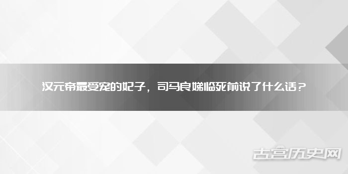 汉元帝最受宠的妃子，司马良娣临死前说了什么话？