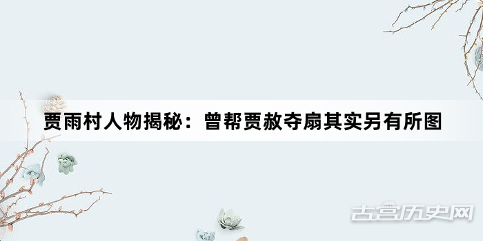 贾雨村人物揭秘：曾帮贾赦夺扇其实另有所图