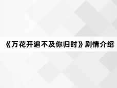 《万花开遍不及你归时》剧情介绍