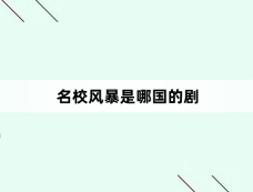 名校风暴是哪国的剧