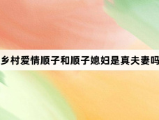 乡村爱情顺子和顺子媳妇是真夫妻吗