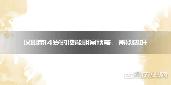 汉昭帝14岁时便能明察秋毫、辨别忠奸