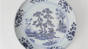 故宫馆藏青花园景花卉纹盘