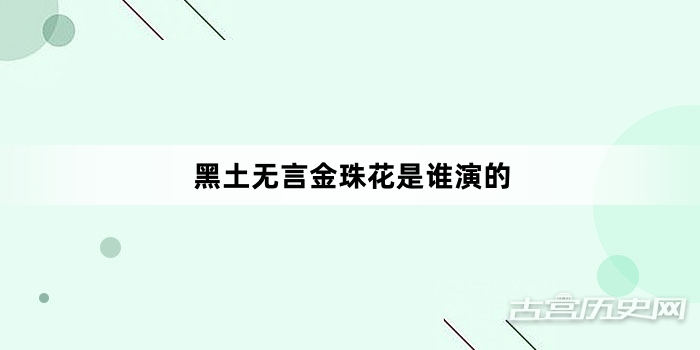 黑土无言金珠花是谁演的