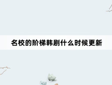 名校的阶梯韩剧什么时候更新