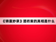 《锦囊妙录》酒坊案的真相是什么