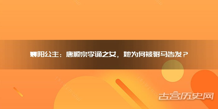 襄阳公主:唐顺宗李诵之女,她为何被驸马告发?