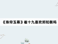 《珠帘玉幕》崔十九喜欢郑知衡吗