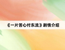 《一片苦心付东流》剧情介绍