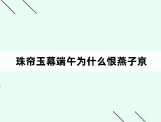 珠帘玉幕端午为什么恨燕子京