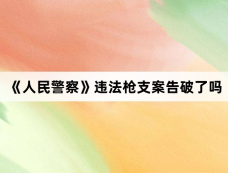 《人民警察》违法枪支案告破了吗