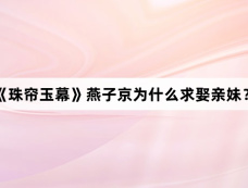 《珠帘玉幕》燕子京为什么求娶亲妹?