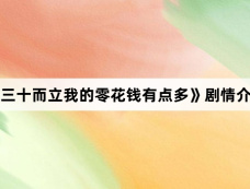 《三十而立我的零花钱有点多》剧情介绍