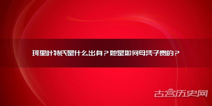 珂里叶特氏是什么出身？她是如何母凭子贵的？