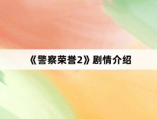 《警察荣誉2》剧情介绍