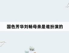 国色芳华刘畅母亲是谁扮演的