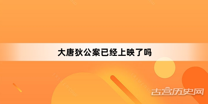 大唐狄公案已经上映了吗