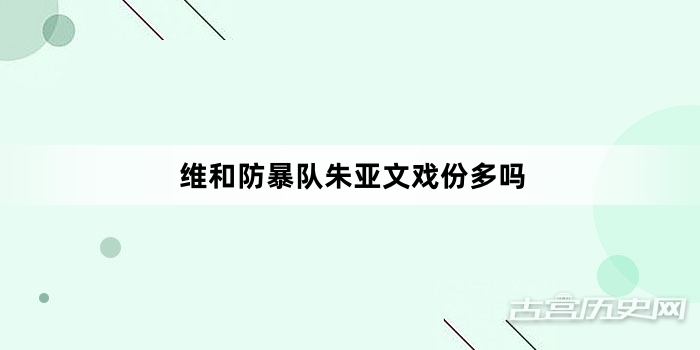 维和防暴队朱亚文戏份多吗