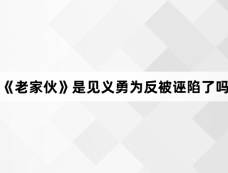 《老家伙》是见义勇为反被诬陷了吗