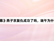 《珠帘玉幕》燕子京复仇成功了吗,端午为什么行刺燕子京?