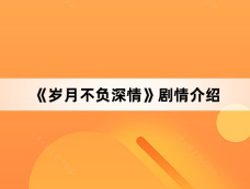 《岁月不负深情》剧情介绍