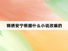 锦绣安宁根据什么小说改编的