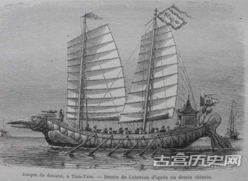 中国式海船。