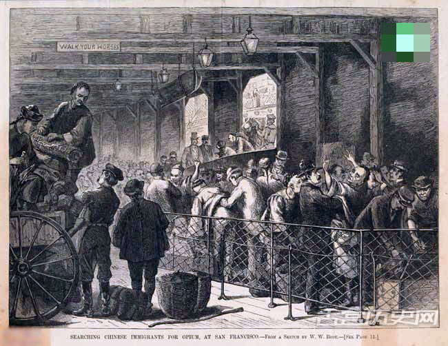 1875年1月23日，旧金山警察在搜查华人移民携带的鸦片