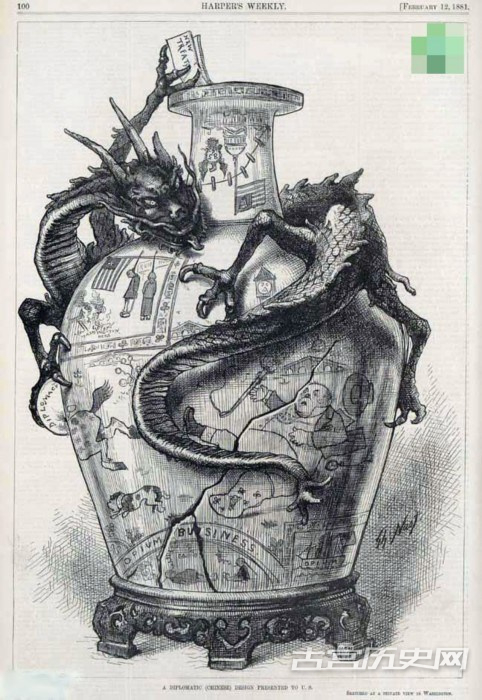 19世纪美国丑化华人与中国的漫画。