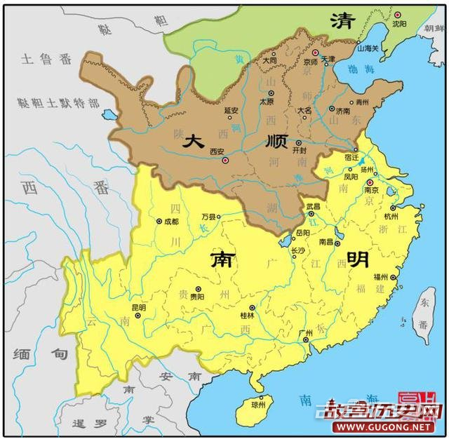 明朝地图：李自成大顺政权