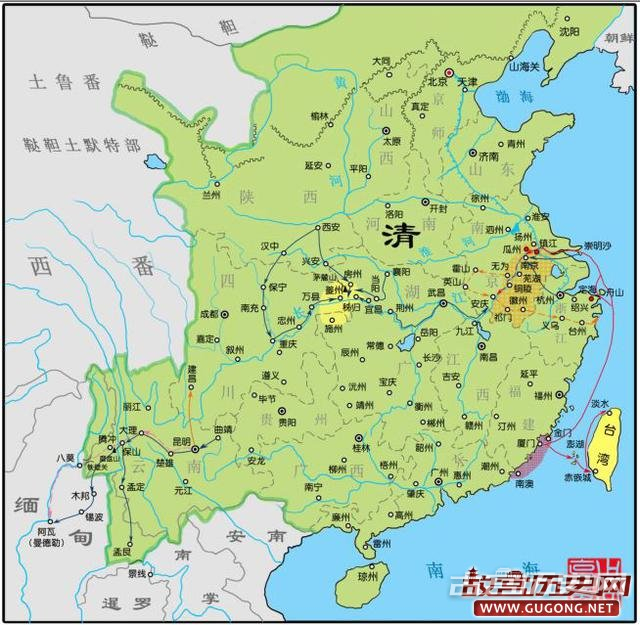 明朝地图：郑成功收复台湾