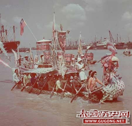 美国拍摄的1948年在上海端午节赛龙舟盛况