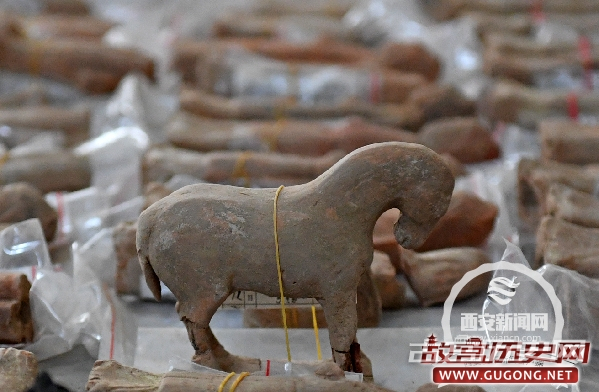 陕西西安长安区发现三座唐墓 出土大量彩绘陶俑