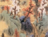 明代蓝瑛《白云红树图》